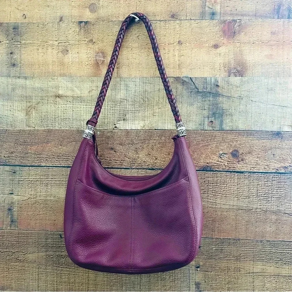 NWOT Rare Brighton Heart ♥️ Charm W Tassel Red/Burgundy Barbados Ziptop Hobo - Picture 3 of 13